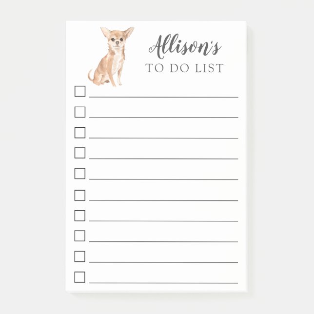 Post-it® Chien de chiwawa d'aquarelle personnalisé pour (Devant)