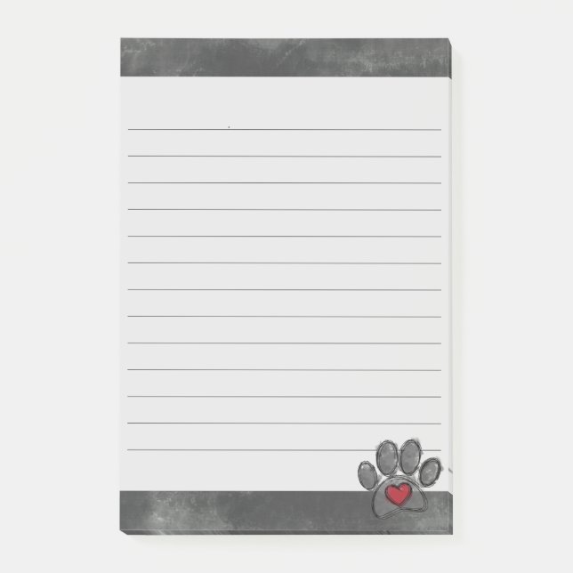 Post-it® Chien gris mou Imprimer Aquarelle Arrière - plan (Devant)