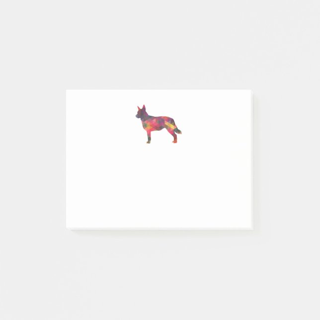 Post-it® Chien Heeler bleu Motif géométrique Silhouette Mul (Devant)