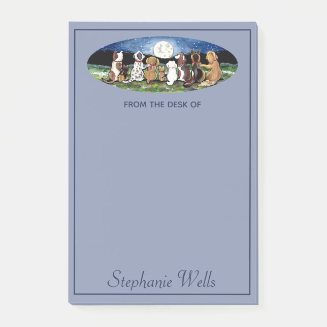 Post-it® Chiens de lune bleue personnalisés Amis Mignons An (Devant)