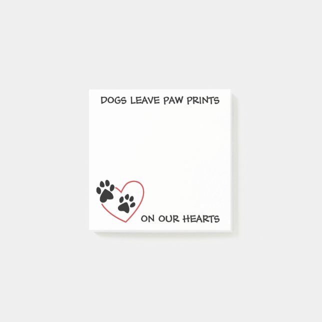 Post-it® Chiens Quittent Empreintes de pattes Sur Nos Coeur (Devant)