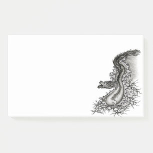 Post-it® Chine Dragon, noir et blanc Design en Tattoostyl