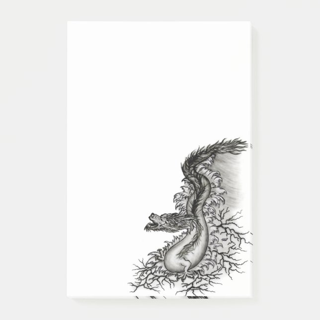 Post-it® Chine Dragon, noir et blanc Design en Tattoostyl (Devant)
