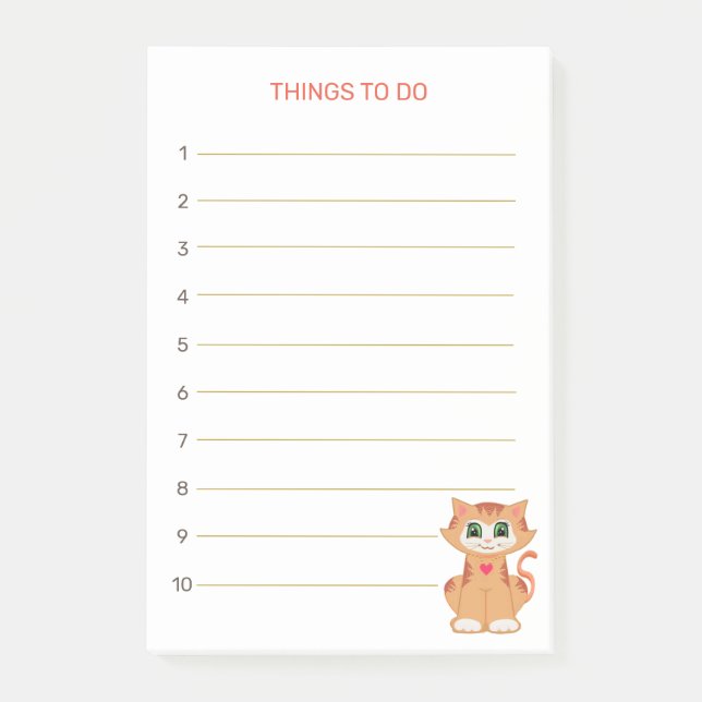 Post-it® Choses à Faire & Chat Chaton Tabby Ginger (Devant)