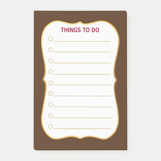 Post-it® Choses à faire marron rustique et blanc (Devant)