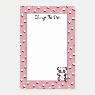 Post-it® Choses à Faire Panda Bear & Polka Dots sur Rose Go