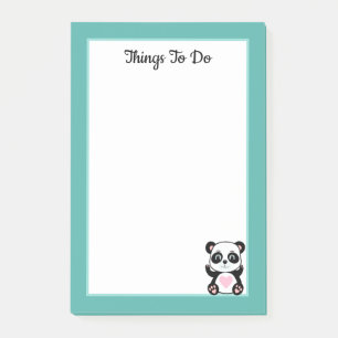 Post-it® Choses à Faire Panda sur Teal et Blanc