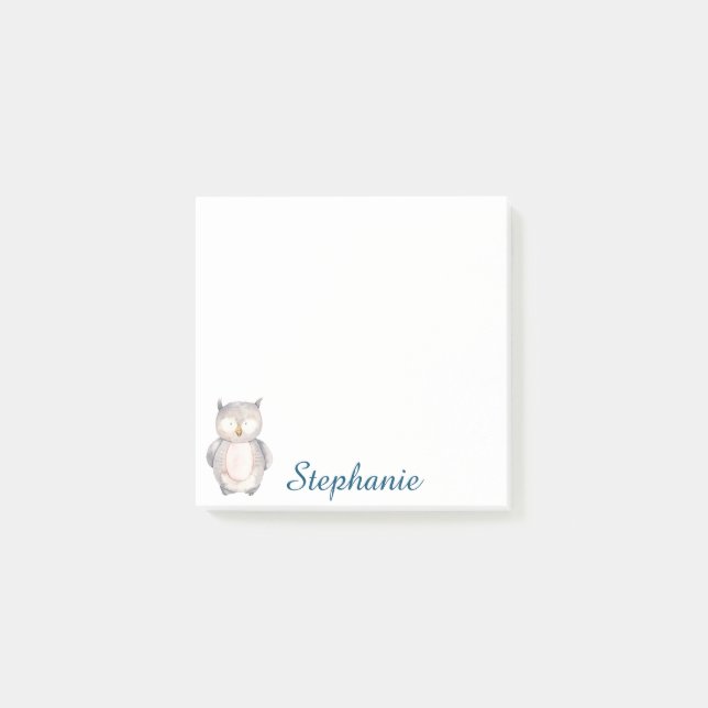 Post-it® Chouette d'aquarelle douce personnalisée (Devant)
