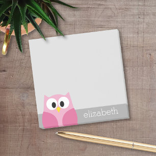 Post-it® Chouette de dessin mignonne - Nom personnalisé ro