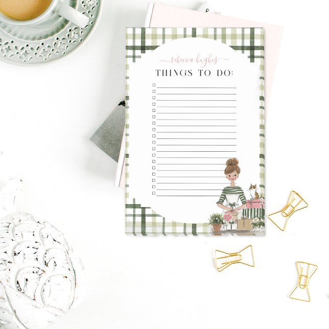 Post-it® Christmas Lady with Cat Personalized To-Do (Créateur téléchargé)