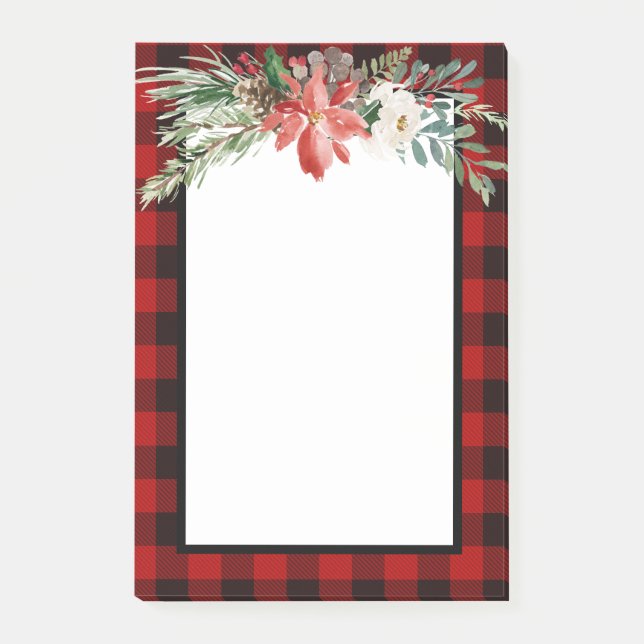 Post-it® Christmas Red Buffalo Check Post It Notes Bloc-not (Devant)