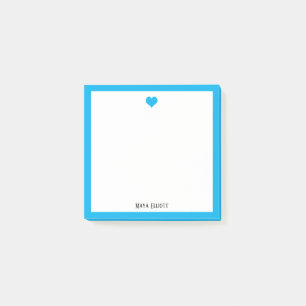 Post-it® Ciel bleu clair Coeur et frontière sur blanc avec
