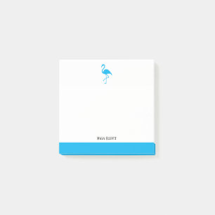Post-it® Ciel bleu sur Flamant rose blanc et bordure avec n
