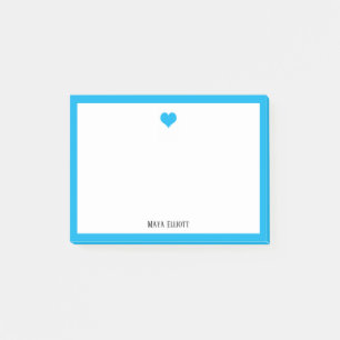 Post-it® Ciel Clair Bleu Cœur & Bordure sur Fond Blanc avec