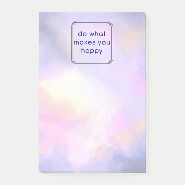 Post-it® Citation de bonheur avec nuages spatiaux Conceptio (Devant)