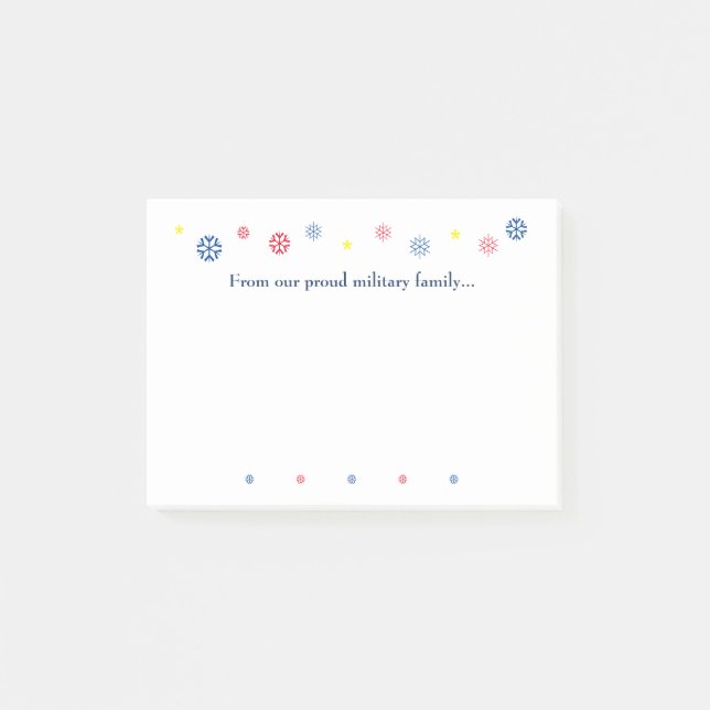Post-it® Citation de Noël de la famille militaire Snowflake (Devant)