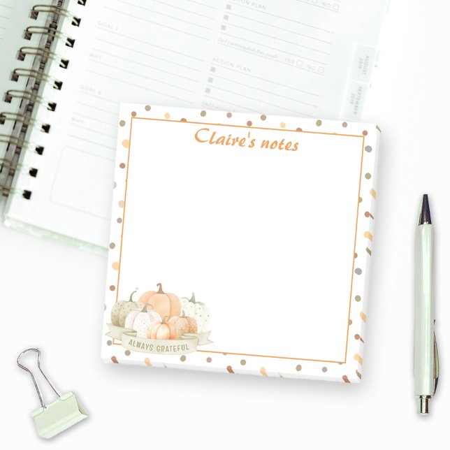Post-it® Citrouille Automne Pastel Orange Green Thanksgivin (Fall Pumpkin Pastel Orange Green Thanksgiving Name Post-it Notes)