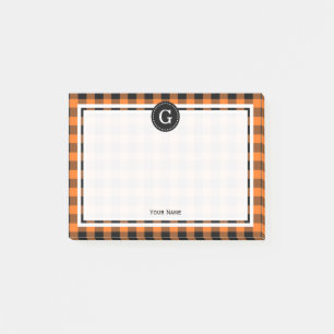 Post-it® Citrouille Orange Noir Buffalo Plaid Check 1IR