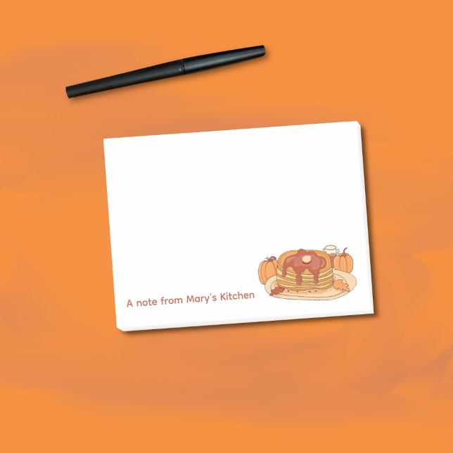 Post-it® Citrouille Pancakes épices automne Notes (Personalized fall sticky notes with a watercolor pumpkin spice pancakes stack illustration .)