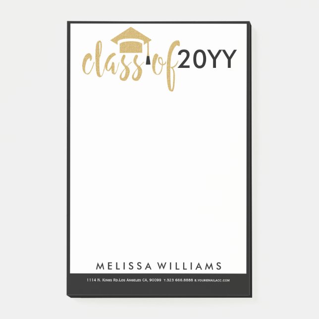 Post-it® Classe De Parties scintillant Noir & Or Blanc Mode (Devant)