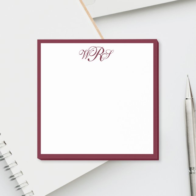 Post-it® Classic Burgundy Red Monogram (Créateur téléchargé)