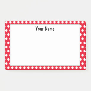 Post-it® Classic Polka Dot Rouge et Blanc Nom personnalisé