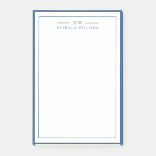 Post-it® Classique bleu marine deux bordures monogramme lig