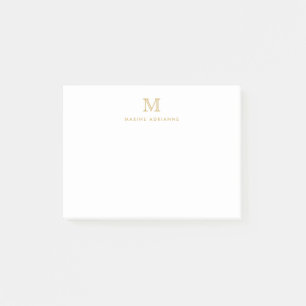 Post-it® Classique Moderne Simple Clair Faux Or Monogramme