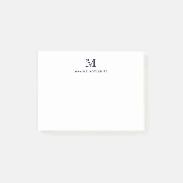 Post-it® Classique Moderne Simple Marine Bleu Monogramme In (Devant)