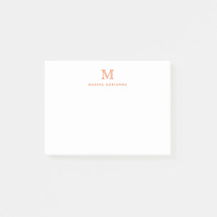 Post-it® Classique Moderne Simple Propre Orange Monogramme