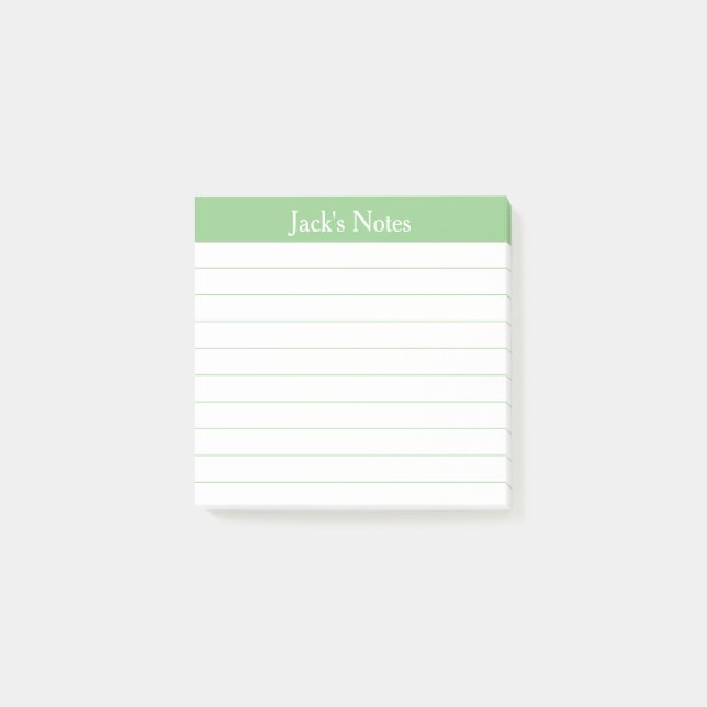 Post-it® Classique Vert Sauge Ligné Personnalisé Facile à L (Devant)