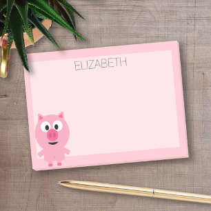 Post-it® Cochon de ferme en caricatures - rose et bleu