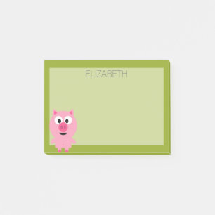 Post-it® Cochon de ferme en caricatures - rose et vert citr