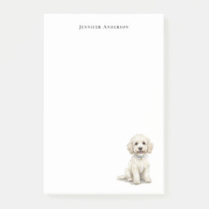 Post-it® Cockapoo blanc aquarelle personnalisé