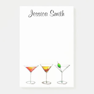Post-it® Cocktails de Martini Cosmo Manhattan personnalisés