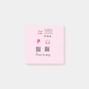 Post-it® Code QR PayPal venmo scan pay ajouter médias socia