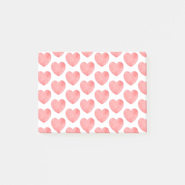 Post-it® Coeur d'aquarelle rose motif (Devant)