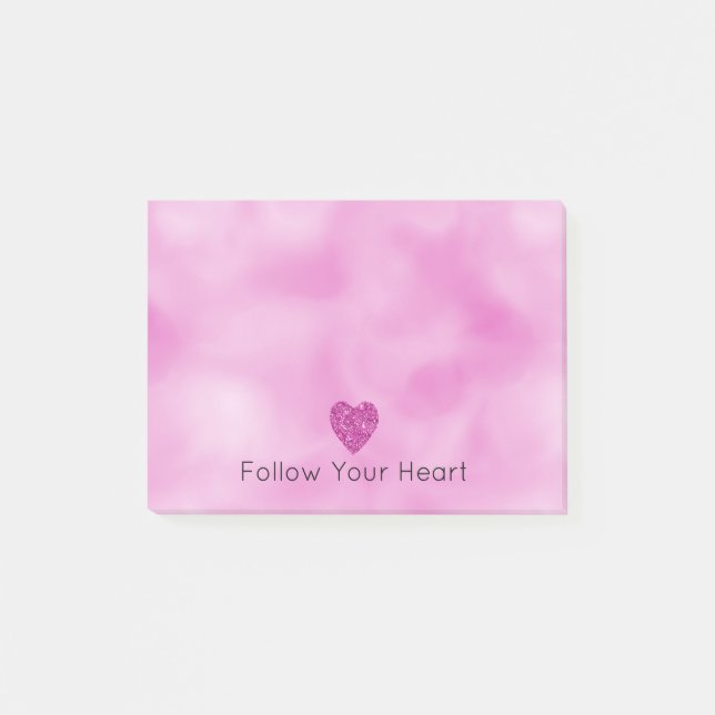 Post-it® Coeur de Parties scintillant rose (Devant)