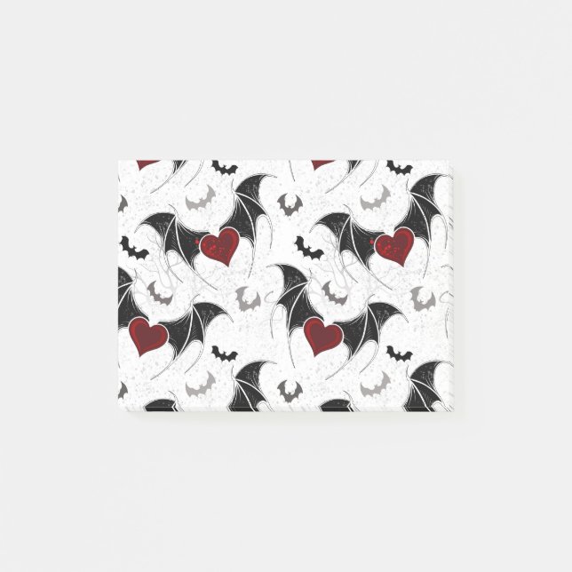 Post-it® Coeur d'Halloween avec ailes de chauve-souris noir (Devant)