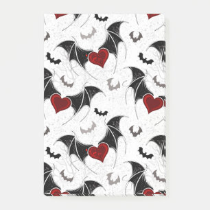 Post-it® Coeur d'Halloween avec ailes de chauve-souris noir