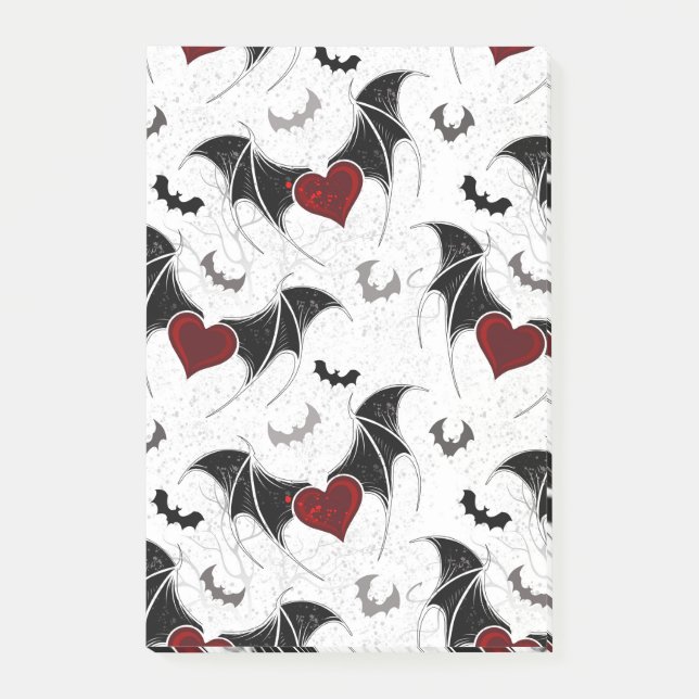 Post-it® Coeur d'Halloween avec ailes de chauve-souris noir (Devant)