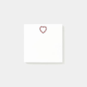 Post-it® Coeur d'origine des fleurs de roses rouges de poin