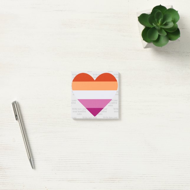 Post-it® Coeur du drapeau lesbien (Bureau)