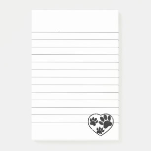 Post-it® Coeur En Caoutchouc Et Empreintes de pattes Animau