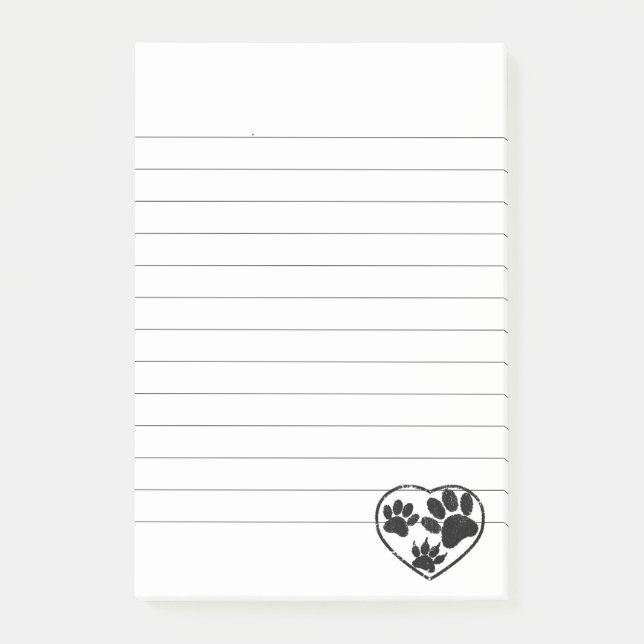 Post-it® Coeur En Caoutchouc Et Empreintes de pattes Animau (Devant)