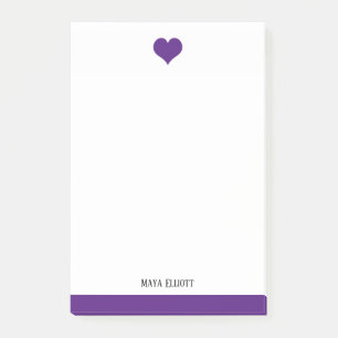 Post-it® Coeur et bordure violet blanc et brillant, nom