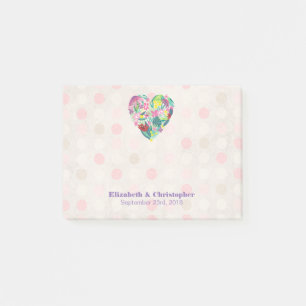 Post-it® Coeur floral d'été en rose et Mariage vert