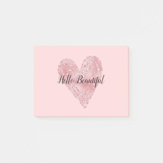 Post-it® Coeur rayonnant de la Parties scintillant rose rou (Devant)