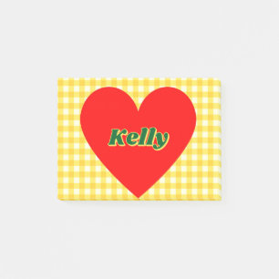 Post-it® Coeur rouge Jaune En vichy Saint Valentin