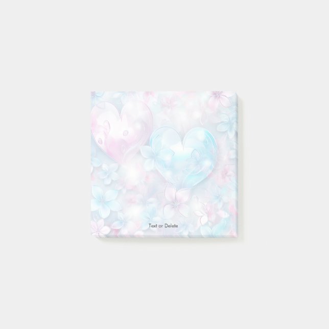 Post-it® Coeurs et fleurs d'Aqua rose Publier des notes (Devant)